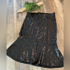 TORRID Black Sequin Mermaid Style Midi Skirt Plus Size 16